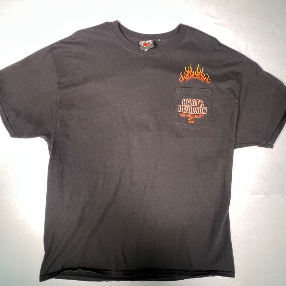 Harley Davidson New York City Flame Pocket T-Shirt Mens XL Black Short Sleeve